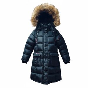 Canada Weather Gear Faux Fur Insulated Long Puffer Coat In Black Color 7/8 girl